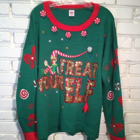 Ugly Christmas Sweater Elf themed XL 16/18 - Picture 1 of 7